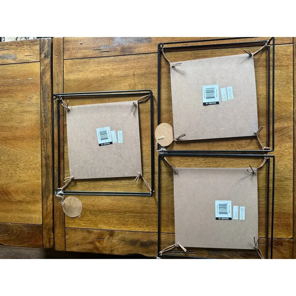 NWT Set of 3 Blue White Tile Print Metal Tabletop Trays Wall Decor 11.25”